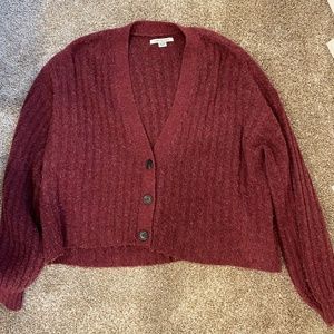 American Eagle Maroon Knit Sweater with Buttons